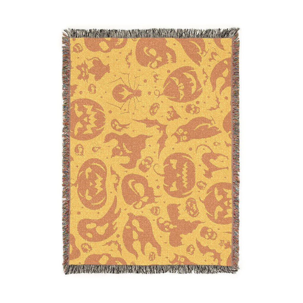 Halloween Jack-O'-Lantern Woven Blanket — Cozy Spooky Throw for Fall Decor