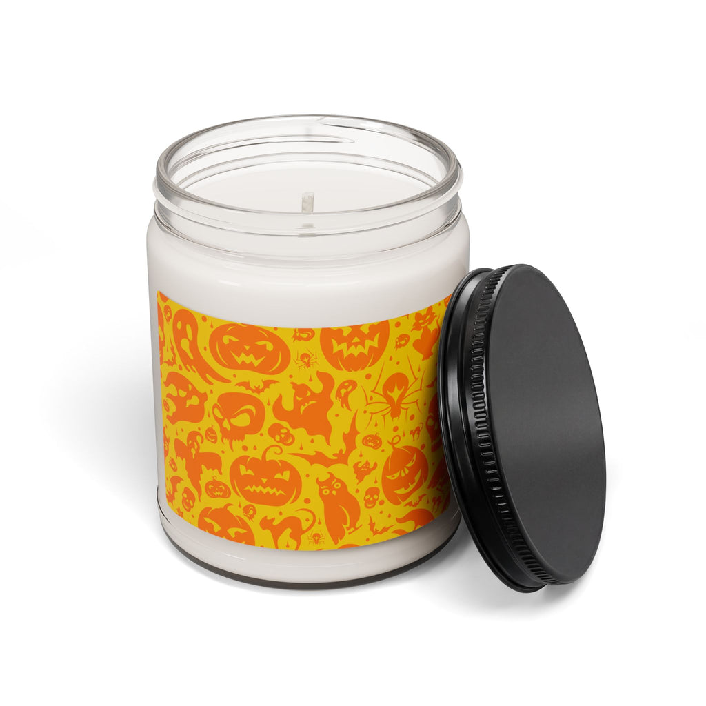 Halloween Pumpkin Pattern Scented Soy Candle — 9oz (Spooky Orange Jack-O'-Lanterns)