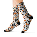 Halloween Pumpkin & Ghost Crew Socks — Cute Orange & Black Spooky Pattern