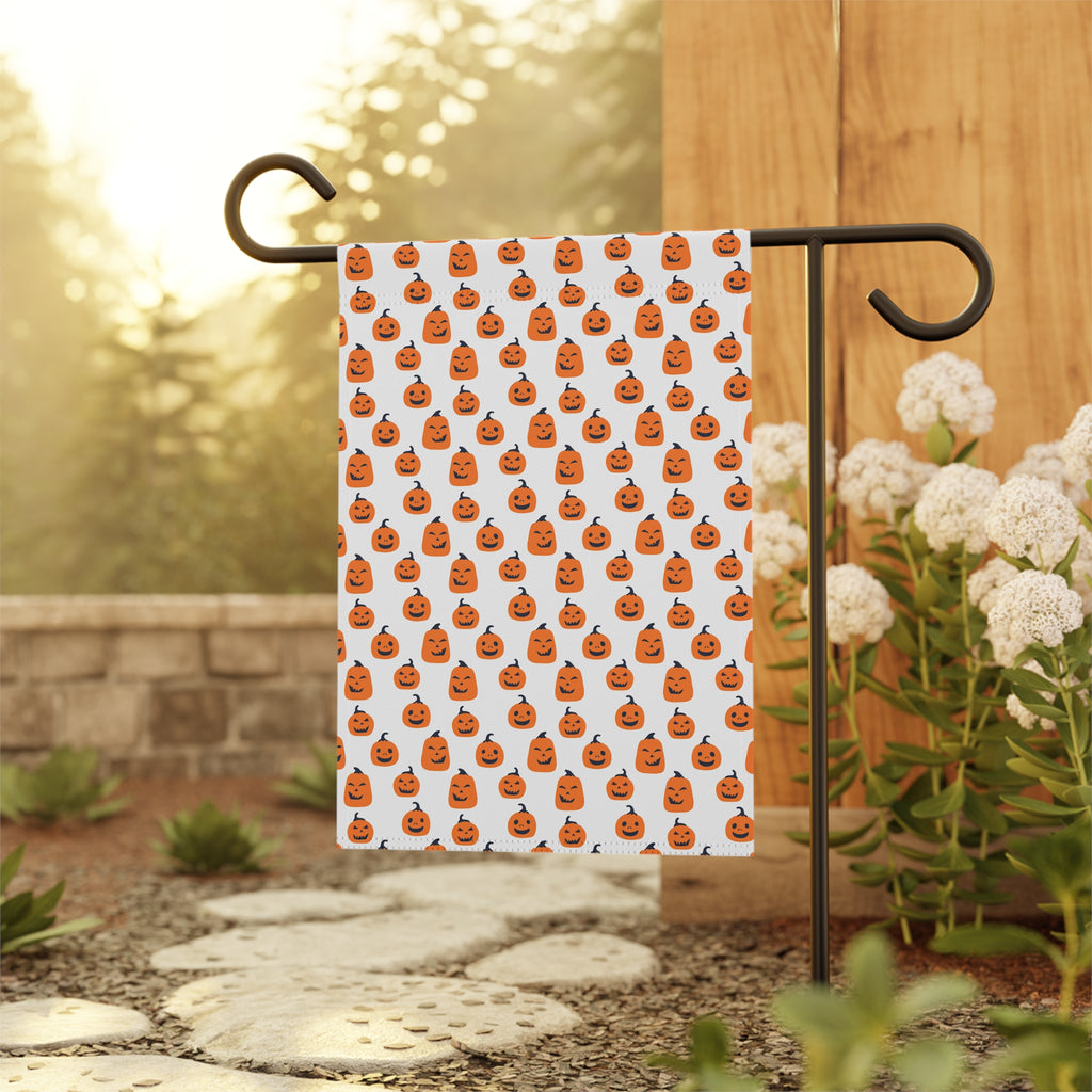 Halloween Pumpkin Pattern Garden Flag — Cute Jack-O'-Lantern Outdoor Banner