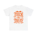 Halloween 'Trick or Treat' Tee — Orange Bat & Floral Design