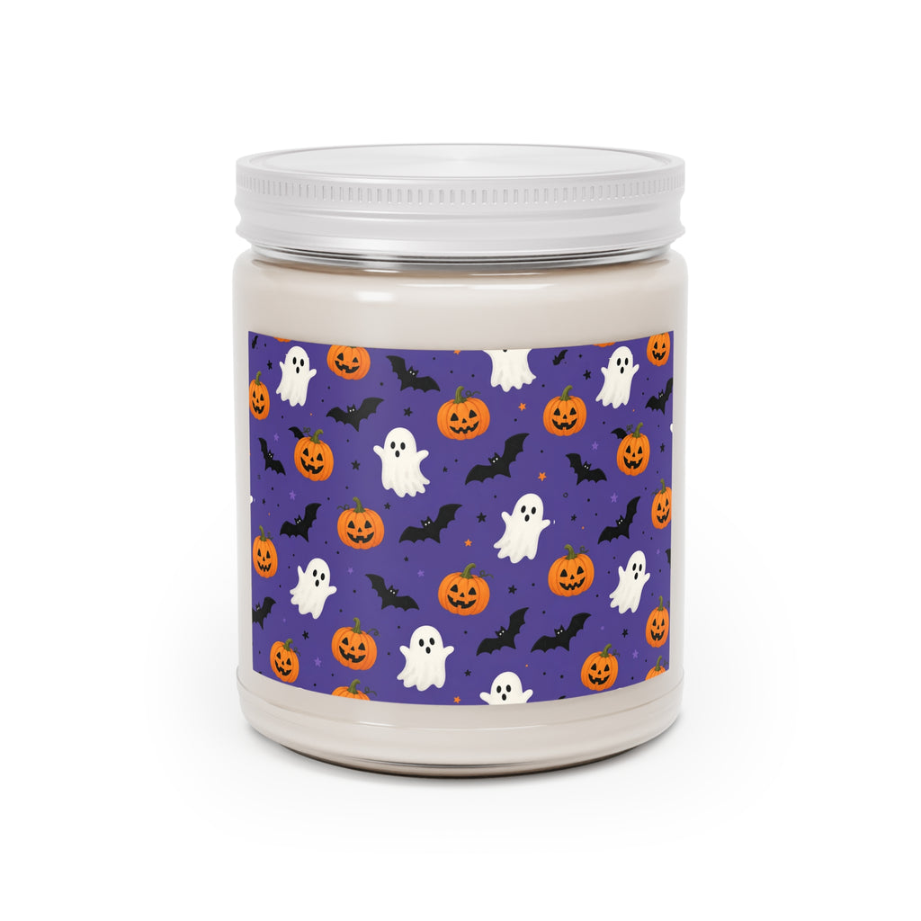 Halloween Soy Candle 9oz — Ghosts, Pumpkins & Bats Scented Jar