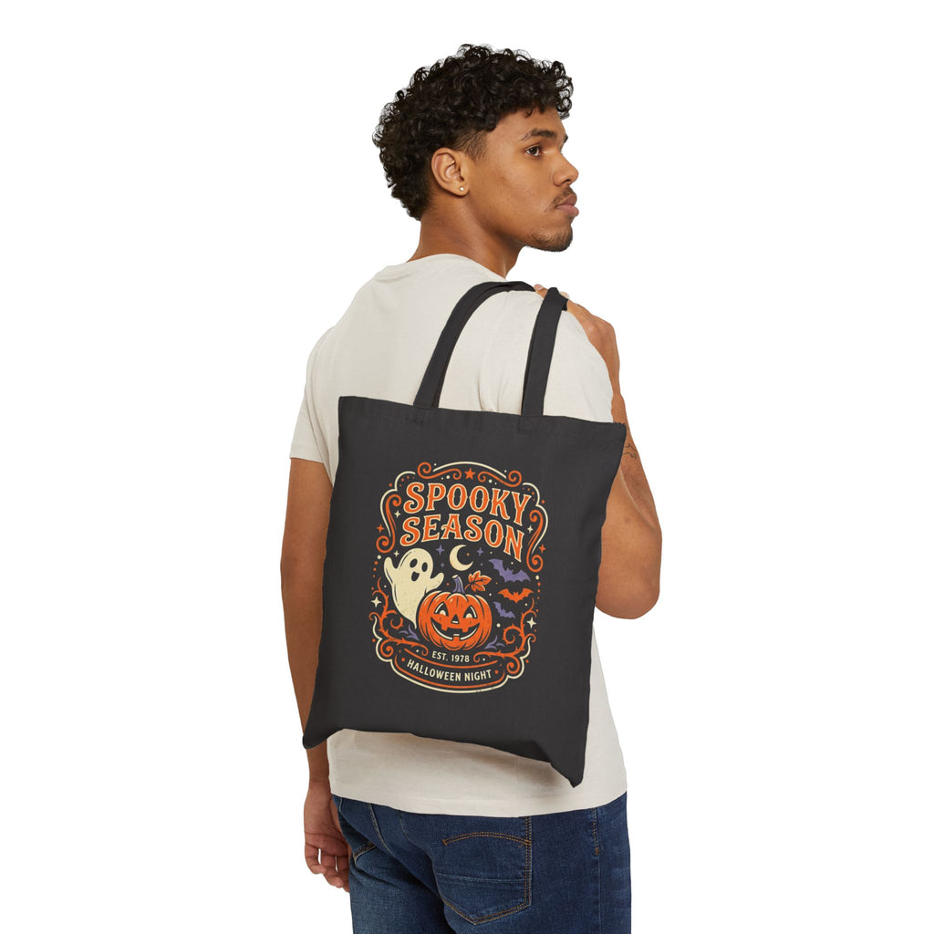 Tote Bag — Spooky Season Halloween Pumpkin & Ghost Canvas Tote
