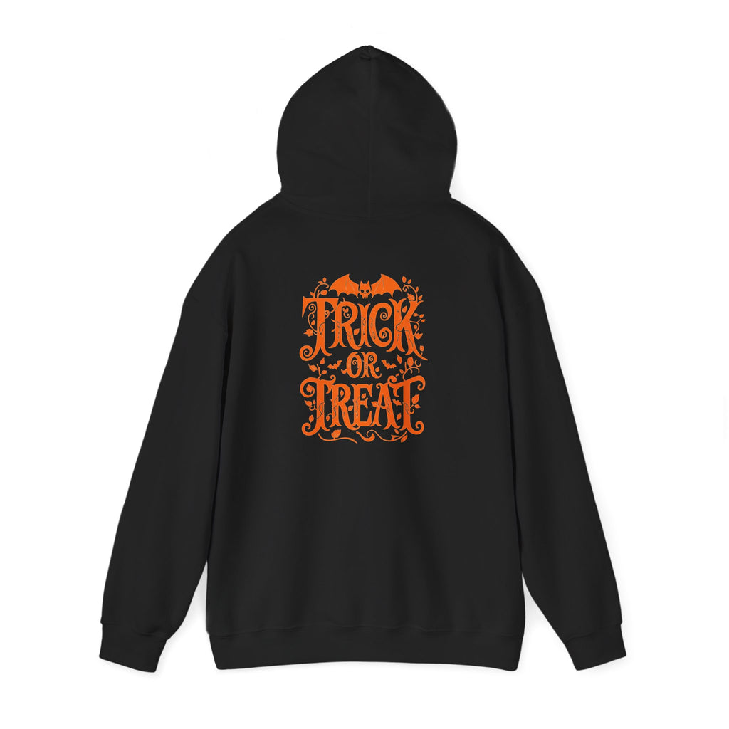 Halloween Hoodie — “Running on Spirit” Front & “Trick or Treat” Back Graphic Hooded Sweatshirt