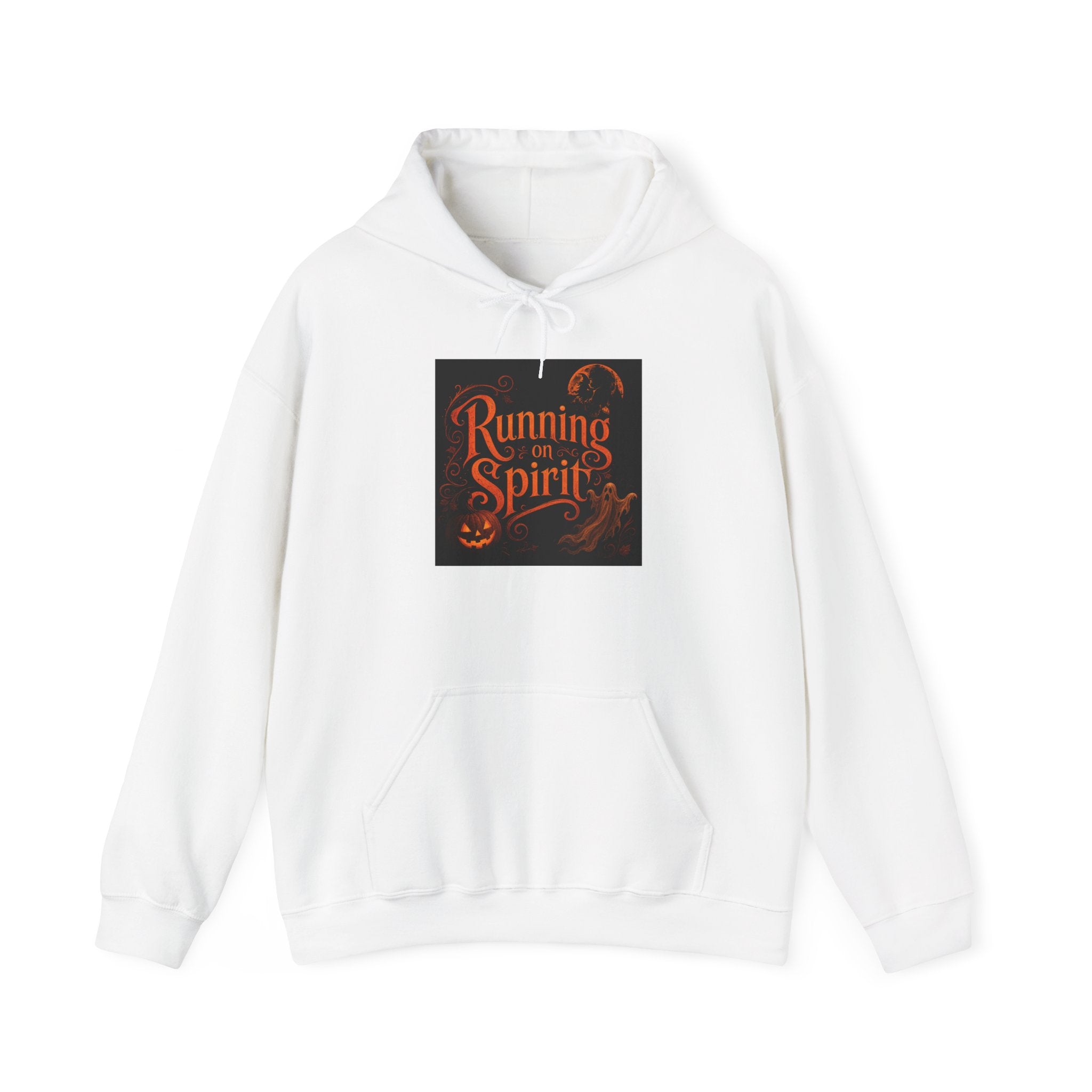 Halloween Hoodie — “Running on Spirit” Front & “Trick or Treat” Back Graphic Hooded Sweatshirt
