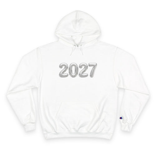 Class of 2027 Graduation Hoodie — Silver Balloon Front & Back Cap Design