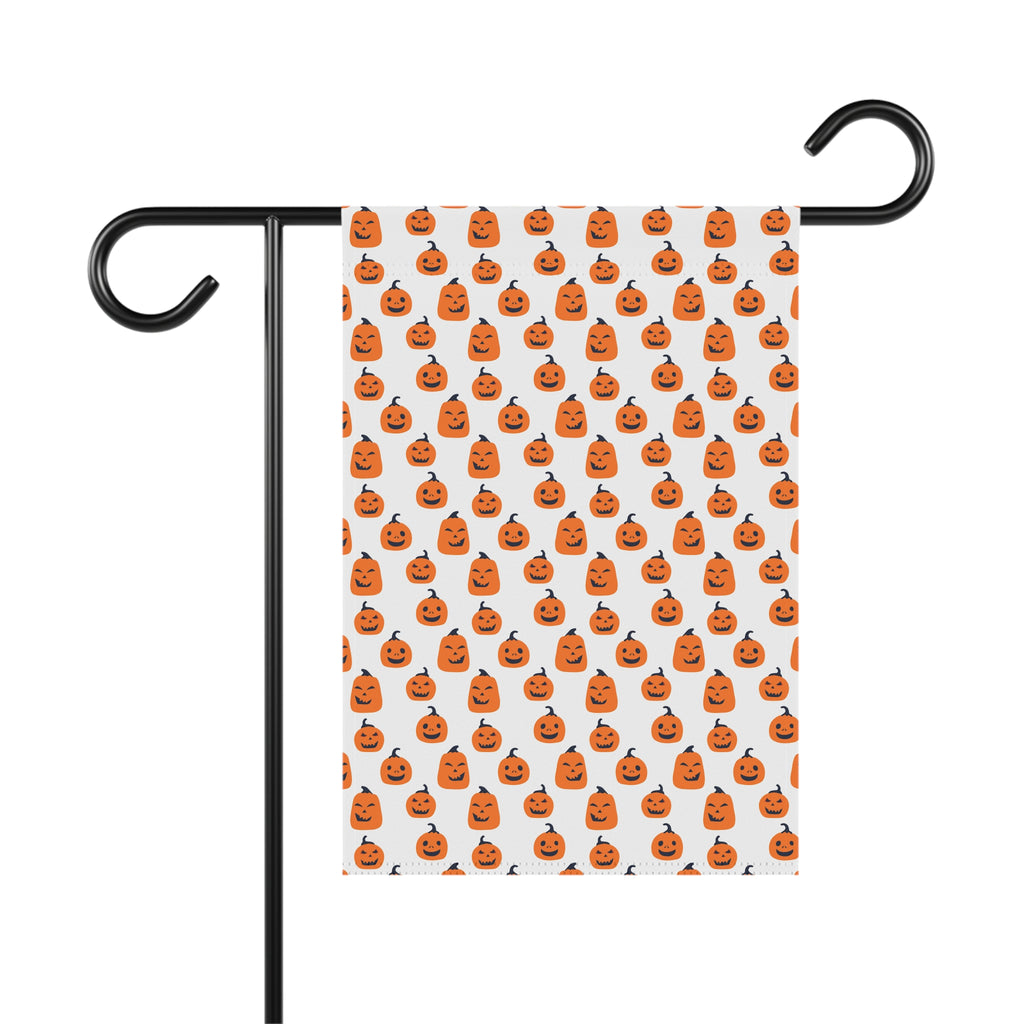 Halloween Pumpkin Pattern Garden Flag — Cute Jack-O'-Lantern Outdoor Banner