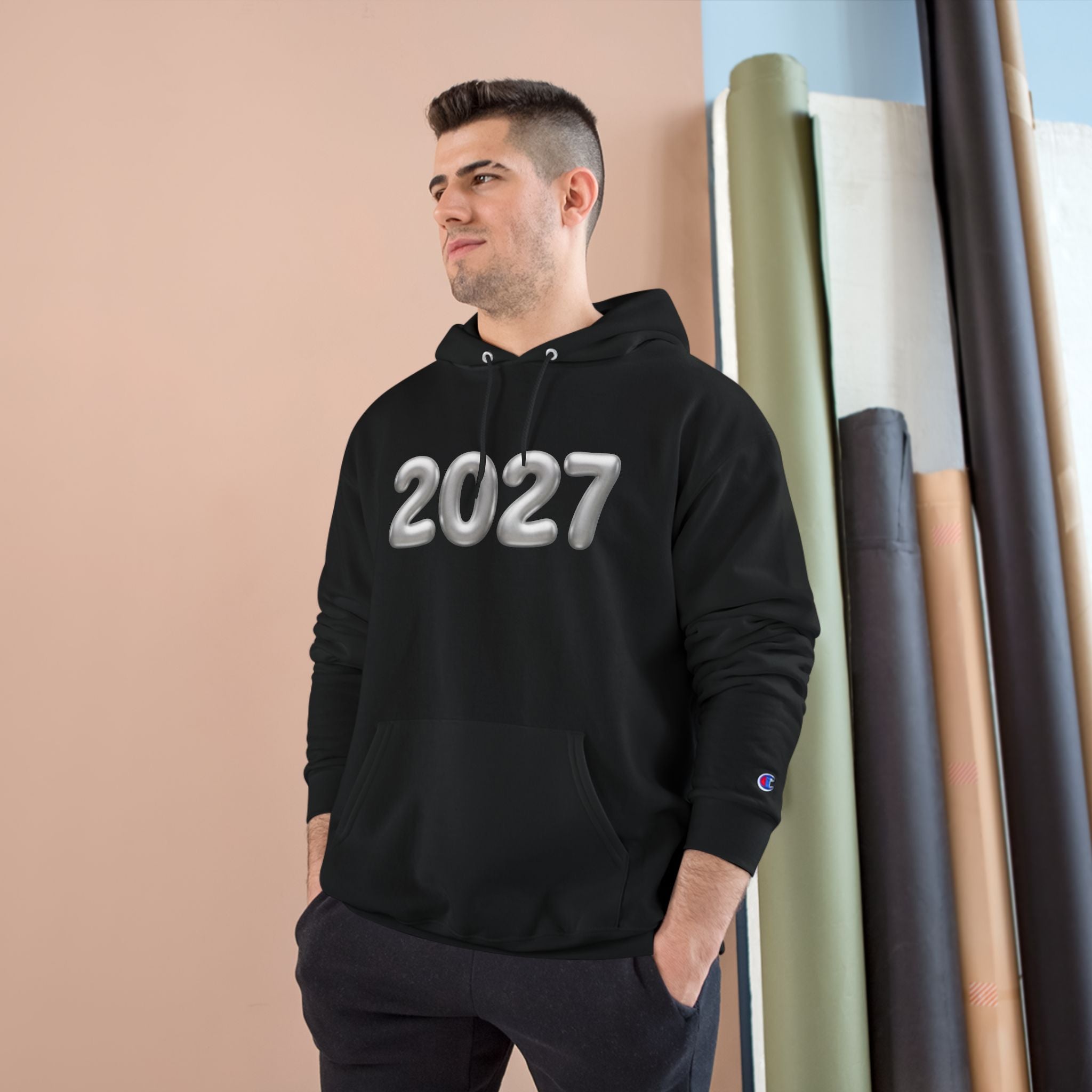 Class of 2027 Graduation Hoodie — Silver Balloon Front & Back Cap Design
