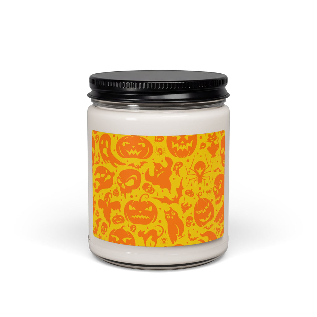 Halloween Pumpkin Pattern Scented Soy Candle — 9oz (Spooky Orange Jack-O'-Lanterns)