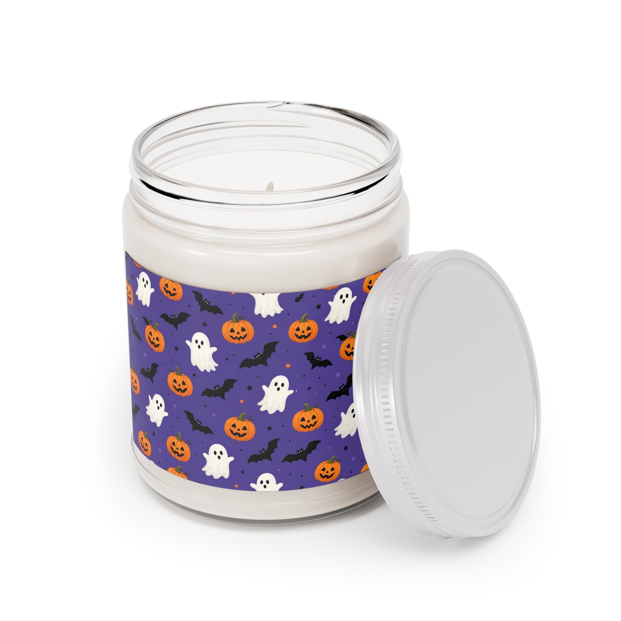 Halloween Soy Candle 9oz — Ghosts, Pumpkins & Bats Scented Jar
