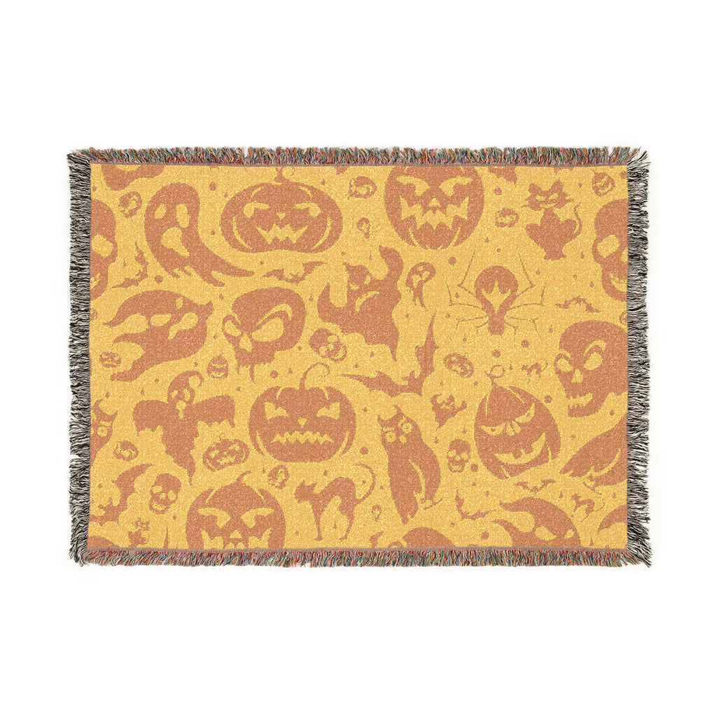 Halloween Jack-O'-Lantern Woven Blanket — Cozy Spooky Throw for Fall Decor