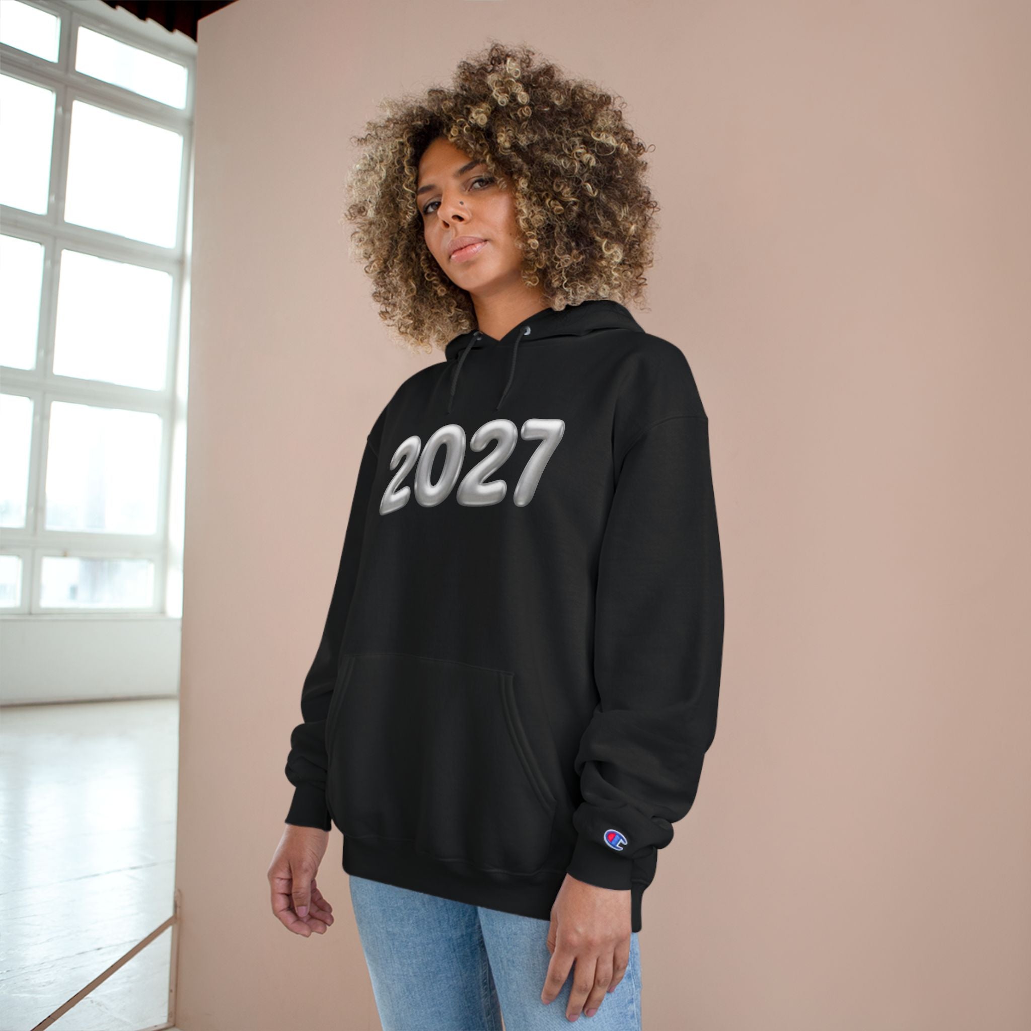 Class of 2027 Graduation Hoodie — Silver Balloon Front & Back Cap Design